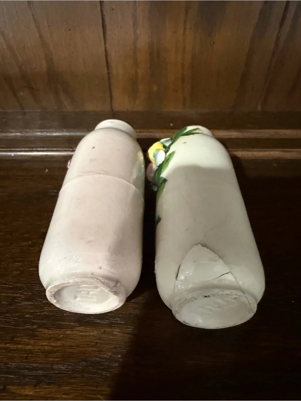 Hand-Painted Floral Ceramic Bud Vases - White with Multicolor Roses - 3.5